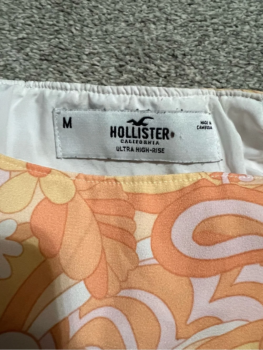 Hollister Peach Retro Floral A-Line Skirt